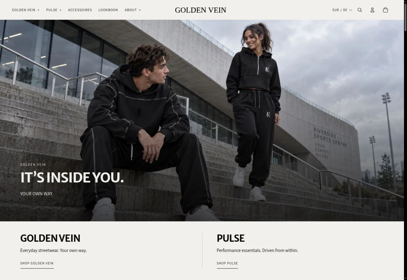 GOLDEN VEIN – Ansicht der tatsächlichen Startseite